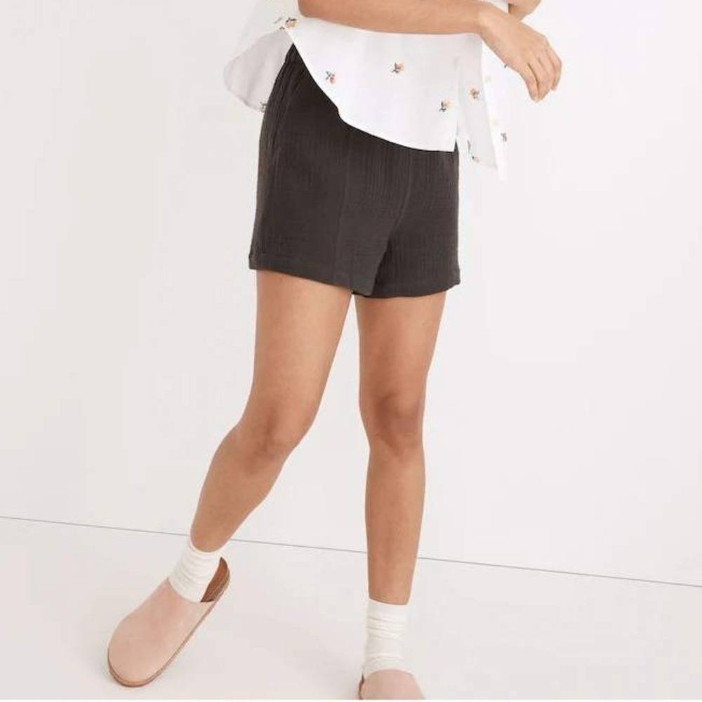 Madewell Cotton Gauze Pull On Shorts Charcoal Grey Size Medium